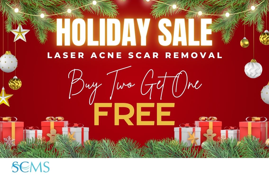 Holiday Sale - Buy 2 Laser Acne Scar Removal treatments, get 1 free. Limited Time Offer