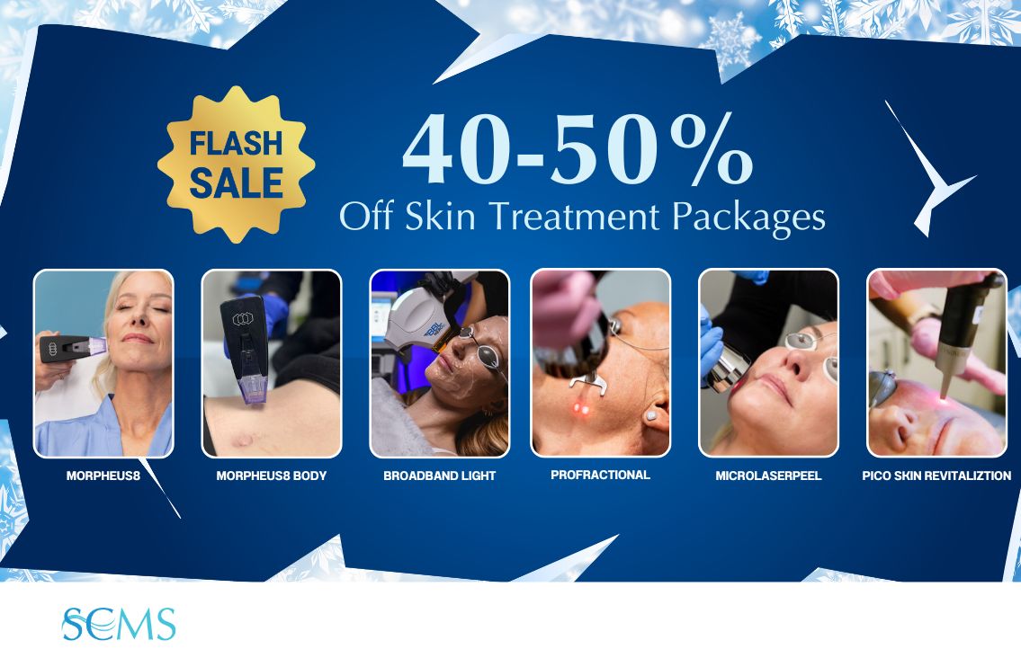 Flash Sale - 40-50% Off Skin Treatment Packages including Morpheus8, Morpheus8 Body, BroadBand Light, ProFractional, MicroLaserPeel, and Pico Skin Revitalization.